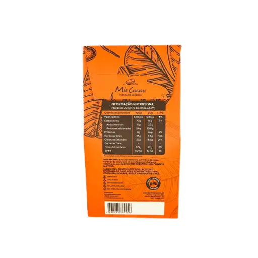  LASCAS DE CHOCOLATE AO LEITE 45% COM CASTANHA DE CAJU 100G