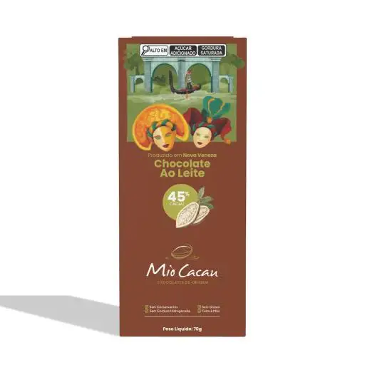 CHOCOLATE AO LEITE 45% CACAU 70 GR